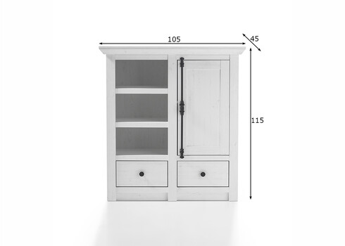 Kummut WESTERLAND valge mänd, 105x45xH115 cm