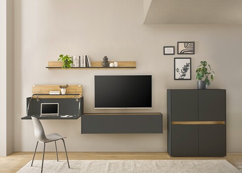 Sekretärkapp CITY antratsiit / tamm, 100x30xH35 cm