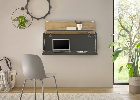 Sekretärkapp CITY antratsiit / tamm, 100x30xH35 cm