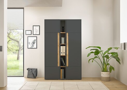 Kontorikapp CITY antratsiit / tamm, 120x40xH200 cm