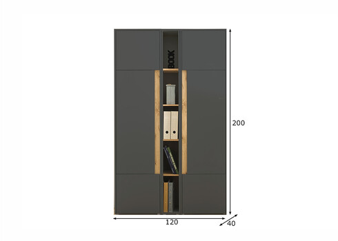 Kontorikapp CITY antratsiit / tamm, 120x40xH200 cm