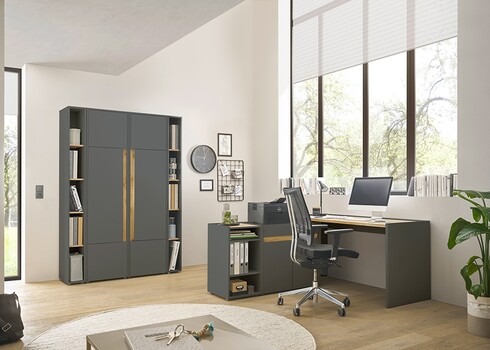 Kontorikapp CITY antratsiit / tamm, 140x40xH200 cm