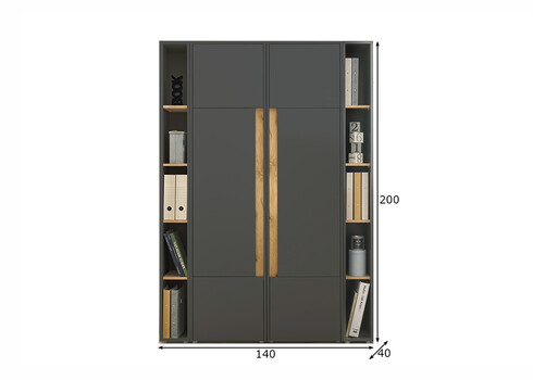 Kontorikapp CITY antratsiit / tamm, 140x40xH200 cm