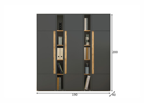 Kontorikapp CITY antratsiit / tamm, 190x40xH200 cm