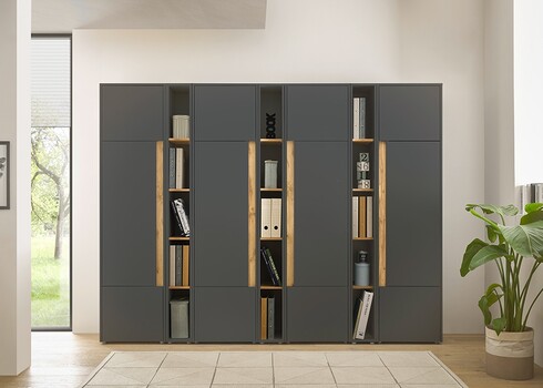 Kontorikapp CITY antratsiit / tamm, 260x40xH200 cm