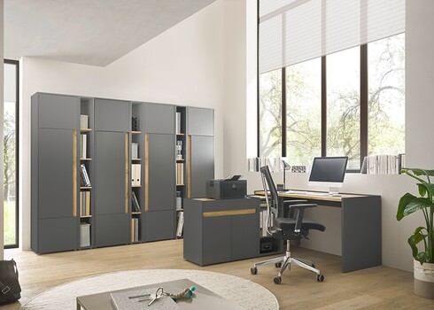 Kontorikapp CITY antratsiit / tamm, 260x40xH200 cm