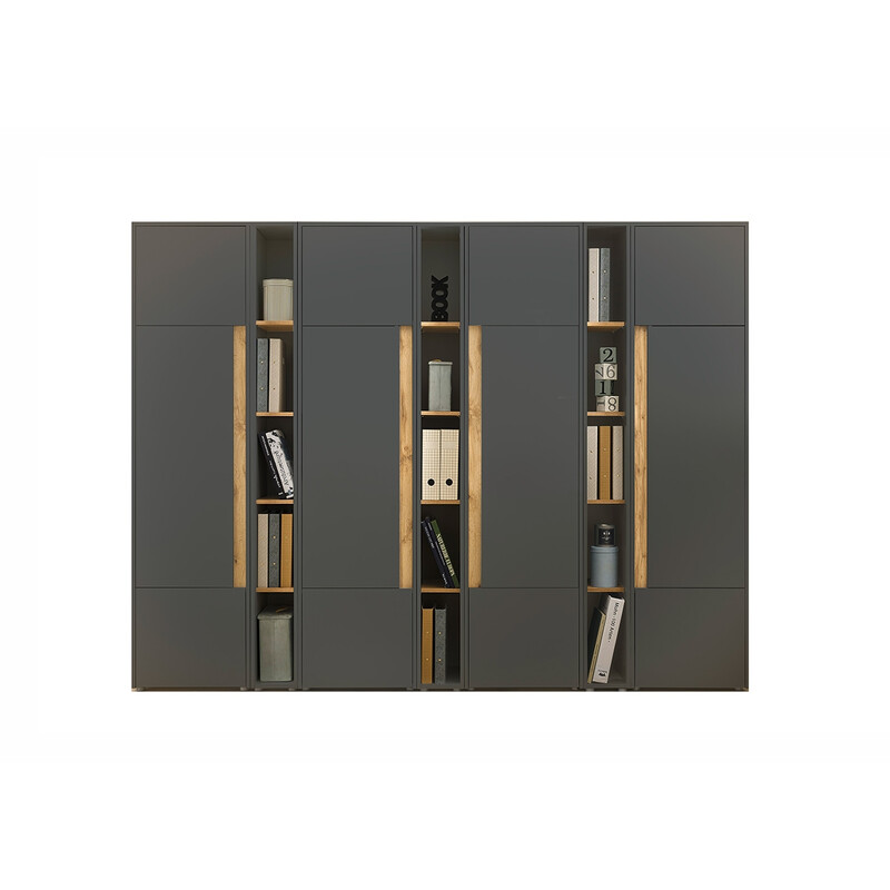 Kontorikapp CITY antratsiit / tamm, 260x40xH200 cm