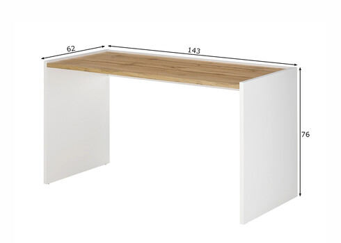 Kirjutuslaud CITY valge / tamm, 143x62xH76 cm