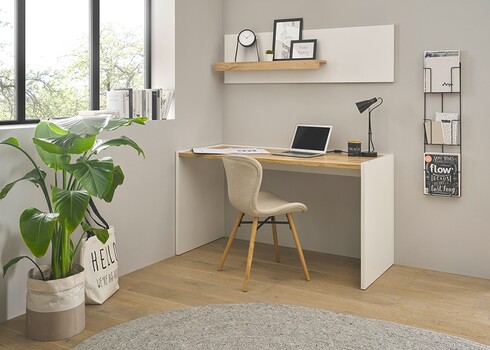 Kirjutuslaud CITY valge / tamm, 143x62xH76 cm