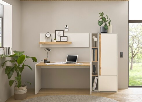 Kirjutuslaud CITY valge / tamm, 143x62xH76 cm