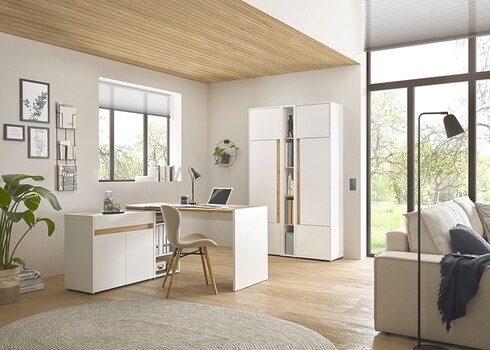 Kirjutuslaud CITY valge / tamm, 143x62xH76 cm