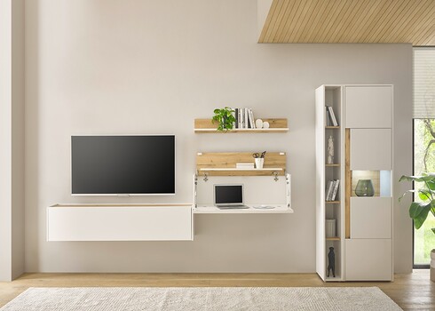 Sekretärkapp CITY valge / tamm, 100x30xH35 cm