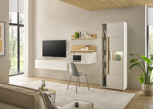 Sekretärkapp CITY valge / tamm, 100x30xH35 cm