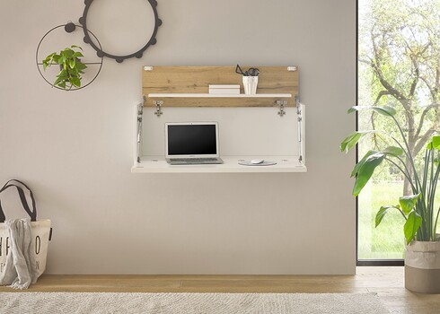 Sekretärkapp CITY valge / tamm, 100x30xH35 cm