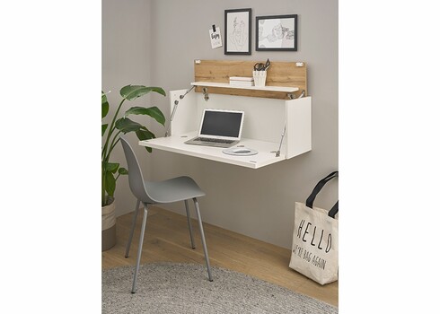 Sekretärkapp CITY valge / tamm, 100x30xH35 cm