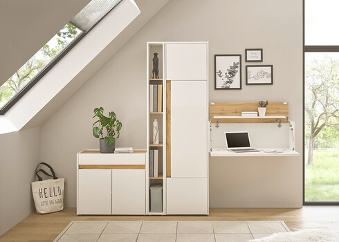 Sekretärkapp CITY valge / tamm, 100x30xH35 cm