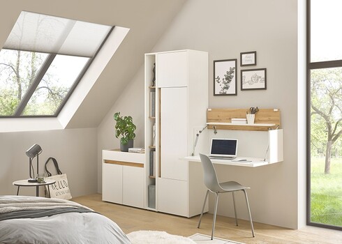 Sekretärkapp CITY valge / tamm, 100x30xH35 cm