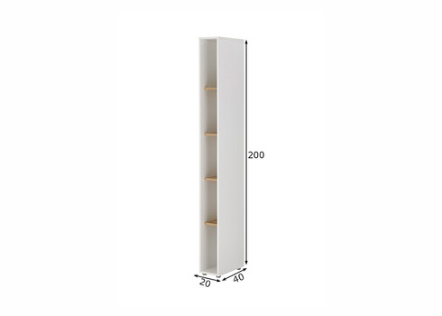 Riiul CITY valge / tamm, 20x40xH200 cm