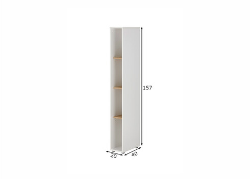 Riiul CITY valge / tamm, 20x40xH157 cm