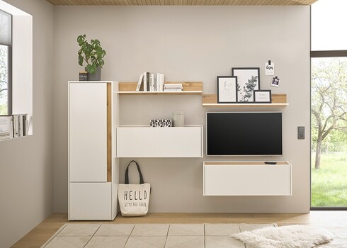 Kapp CITY valge / tamm, 50x40xH157 cm