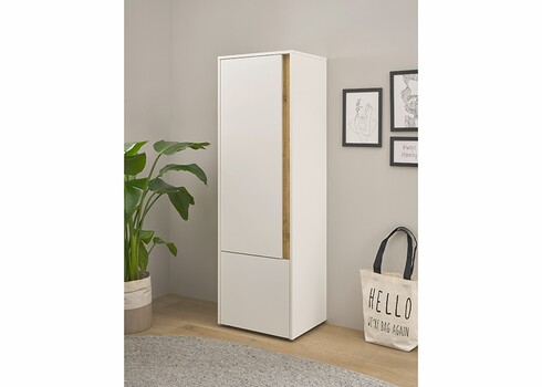 Kapp CITY valge / tamm, 50x40xH157 cm