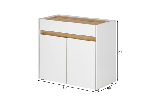 Kummut CITY valge / tamm, 80x40xH70 cm