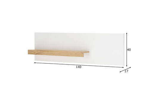 Seinariiul CITY valge / tamm, 140x17xH40 cm