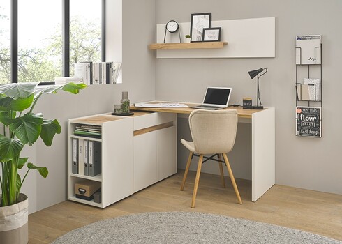 Seinariiul CITY valge / tamm, 140x17xH40 cm