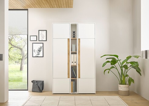 Kontorikapp CITY valge / tamm, 120x40xH200 cm