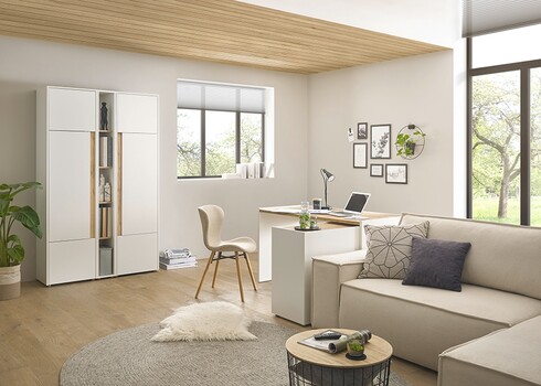 Kontorikapp CITY valge / tamm, 120x40xH200 cm