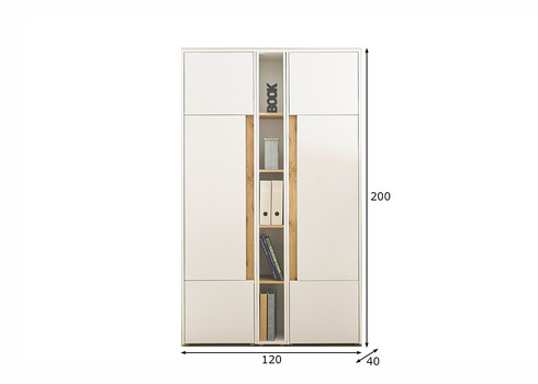 Kontorikapp CITY valge / tamm, 120x40xH200 cm