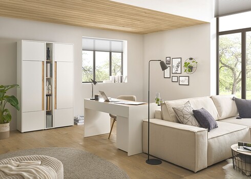 Kontorikapp CITY valge / tamm, 120x40xH200 cm