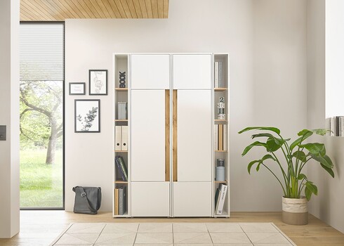 Kontorikapp CITY valge / tamm, 140x40xH200 cm