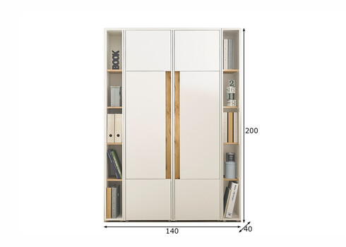 Kontorikapp CITY valge / tamm, 140x40xH200 cm