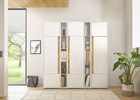 Kontorikapp CITY valge / tamm, 190x40xH200 cm