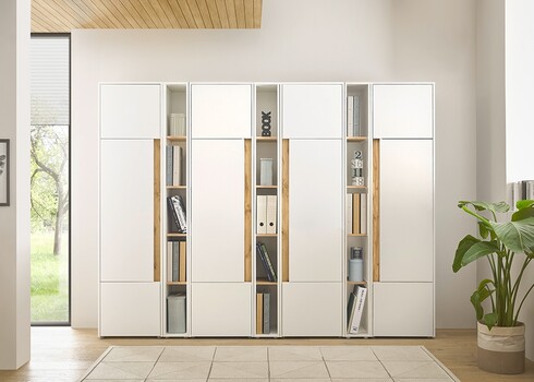 Kontorikapp CITY valge / tamm, 260x40xH200 cm