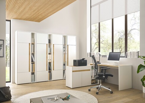 Kontorikapp CITY valge / tamm, 260x40xH200 cm