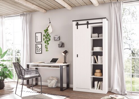 Kirjutuslaud SHERWOOD valge mänd / hall, 125x60xH76 cm