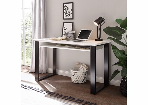 Kirjutuslaud SHERWOOD valge mänd / hall, 125x60xH76 cm