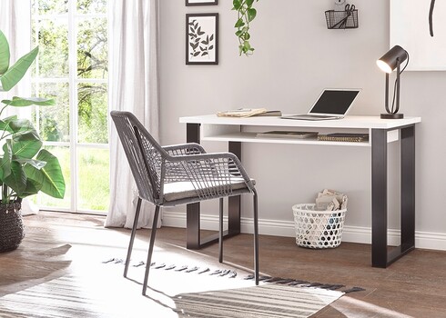 Kirjutuslaud SHERWOOD valge mänd / hall, 125x60xH76 cm