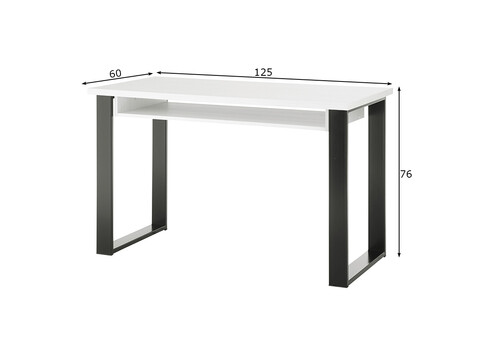 Kirjutuslaud SHERWOOD valge mänd / hall, 125x60xH76 cm