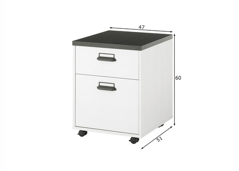 Sahtliboks SHERWOOD valge mänd / hall, 47x51xH60 cm