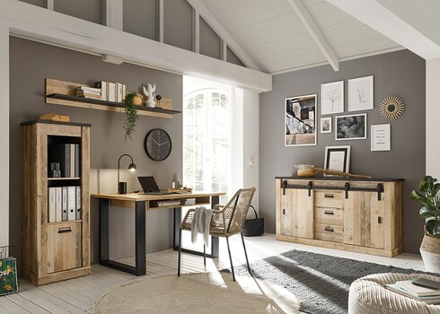 Kirjutuslaud SHERWOOD pruun / hall, 125x60xH76 cm