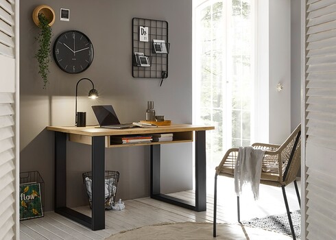Kirjutuslaud SHERWOOD pruun / hall, 125x60xH76 cm