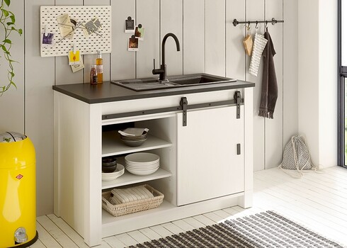 Köögikapp SHERWOOD valge mänd / hall, 133x64xH93 cm