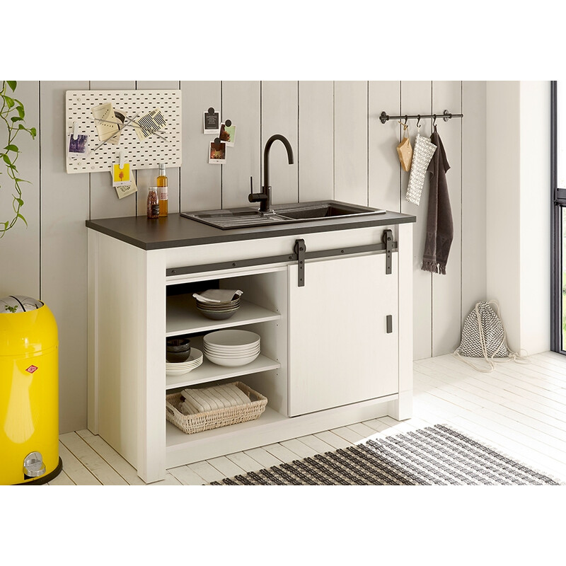 Köögikapp SHERWOOD valge mänd / hall, 133x64xH93 cm