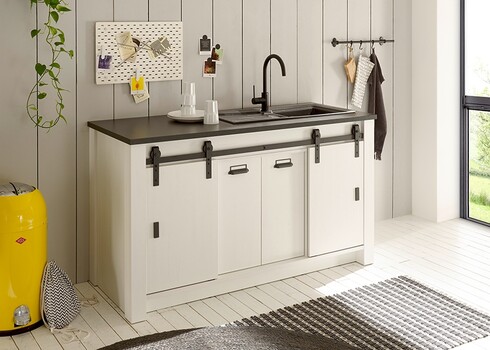 Köögikapp SHERWOOD valge mänd / hall, 161x64xH93 cm