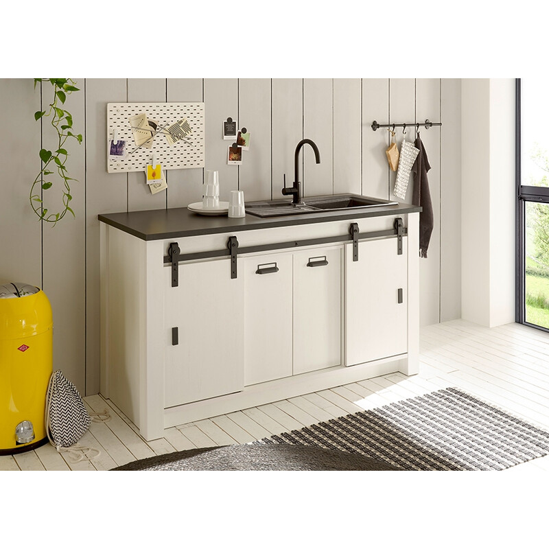 Köögikapp SHERWOOD valge mänd / hall, 161x64xH93 cm