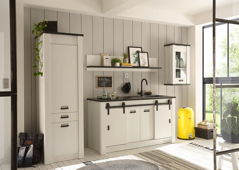 Köögikapp SHERWOOD valge mänd / hall, 161x64xH93 cm