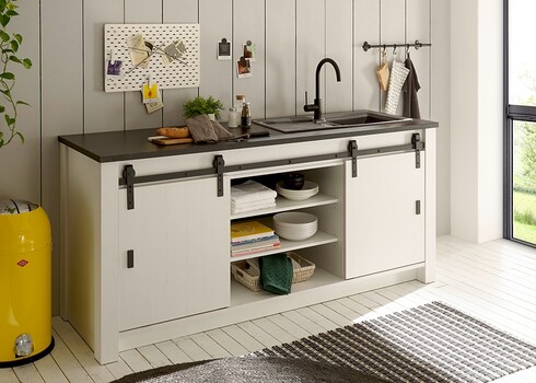 Köögikapp SHERWOOD valge mänd / hall, 201x64xH93 cm